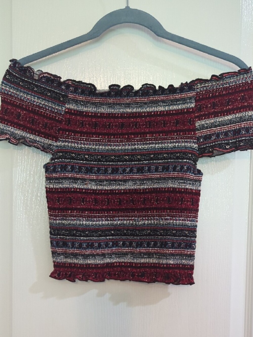 Rue21 Burgundy and Navy Smocked Stripe Women’s Skirt